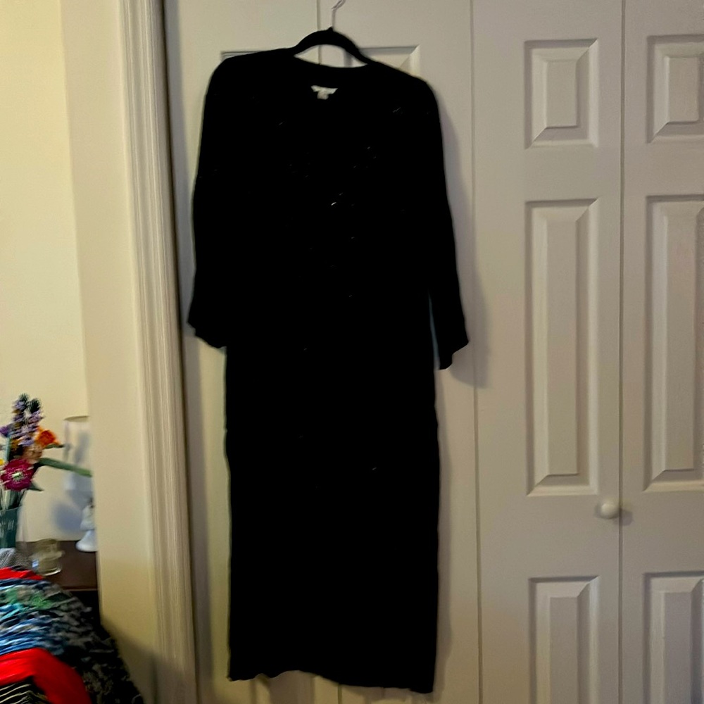 Long black Kaftan dress with black sequins